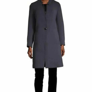 Nanette Lepore Gray Scuba Notched Collar Overcoat